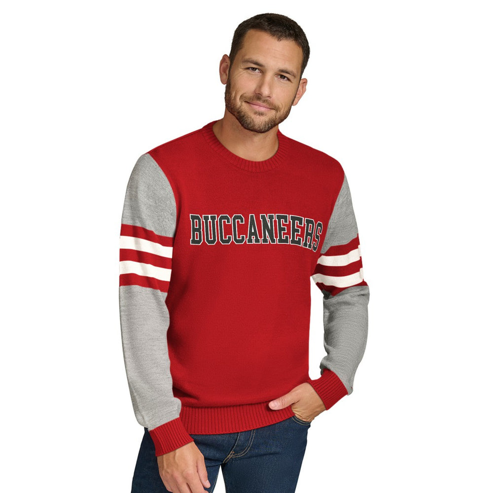 Tampa Bay Buccaneers Tommy Hilfiger Acrylic Crewneck Pullover Sweater Red/Heather Gray - NFL