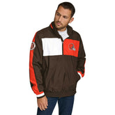 Cleveland Browns Tommy Hilfiger Gael Lightweight Half-Zip Pullover Hoodie Jacket Brown - NFL