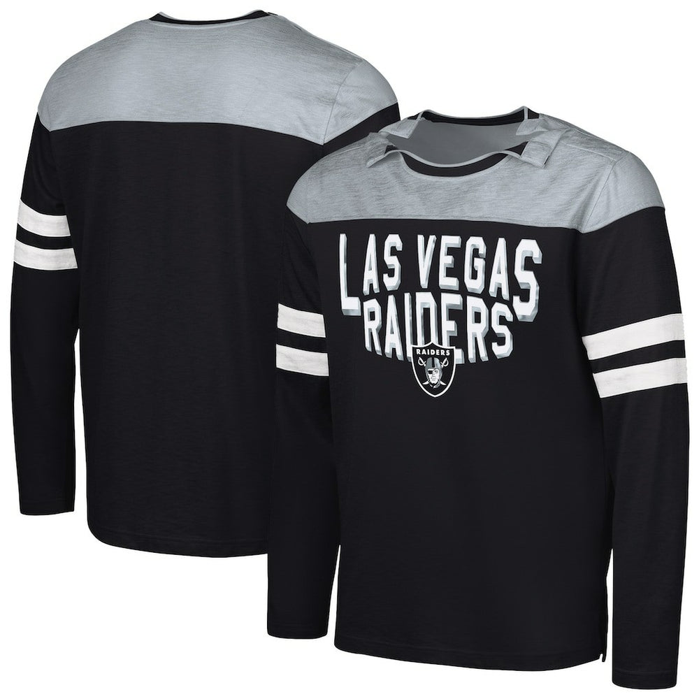 Las Vegas Raiders G-III Sports by Carl Banks Adaptive Hail Mary Long Sleeve T-Shirt Black/Silver - NFL