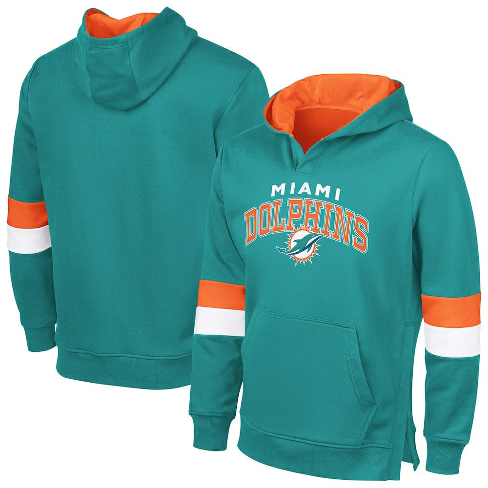 Miami Dolphins G-III Sports by Carl Banks Adaptive Faceoff Pullover Hoodie Aqua/Orange - NFL