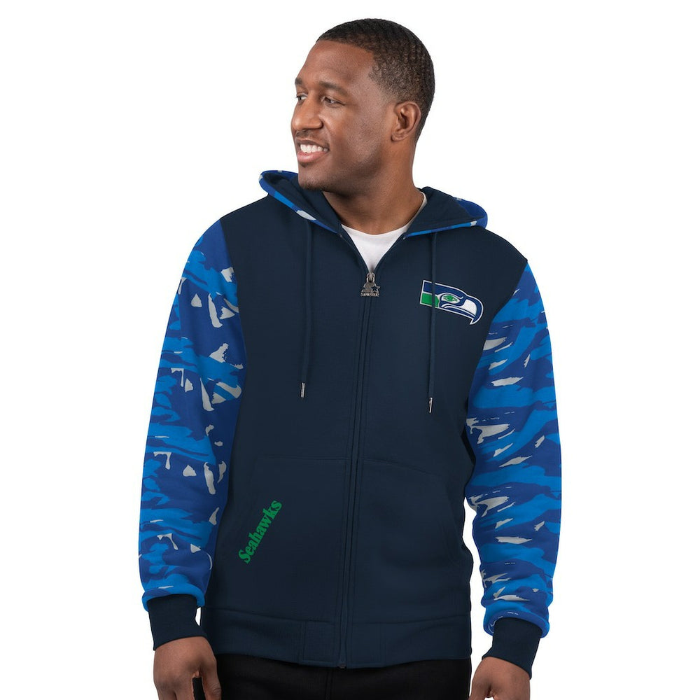 Seattle Seahawks Starter Thursday Night Gridiron Vintage Logo Full-Zip Hoodie Navy - NFL
