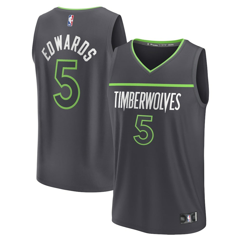 Fanatics - Anthony Edwards Minnesota Timberwolves Fast Break Replica Player Jersey - Statement Edition - Anthracite