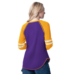 NBA - Los Angeles Lakers G-III 4Her by Carl Banks Women's Winner Waffle Knit Thermal Long Sleeve Tri-Blend T-Shirt - Purple/Gold
