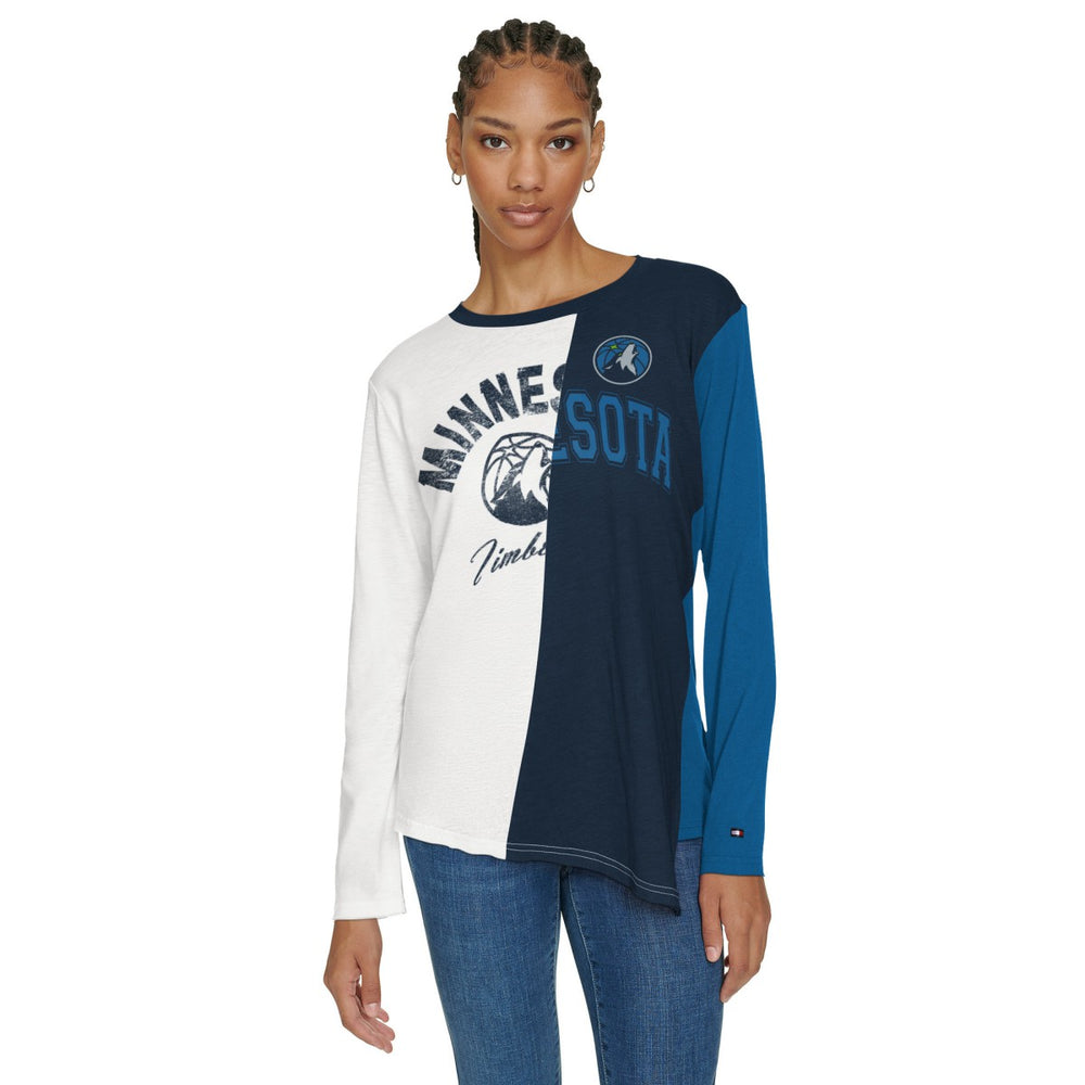NBA - Minnesota Timberwolves Tommy Jeans Women's Amelia Color Blocked Long Sleeve T-Shirt - White/Navy