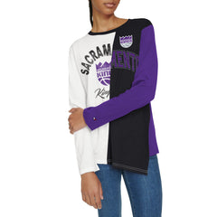 NBA - Sacramento Kings Tommy Jeans Women's Amelia Color Blocked Long Sleeve T-Shirt - White/Black