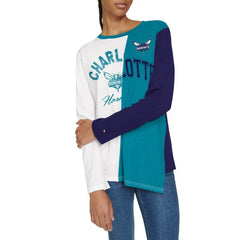 NBA - Charlotte Hornets Tommy Jeans Women's Amelia Color Blocked Long Sleeve T-Shirt - White/Teal