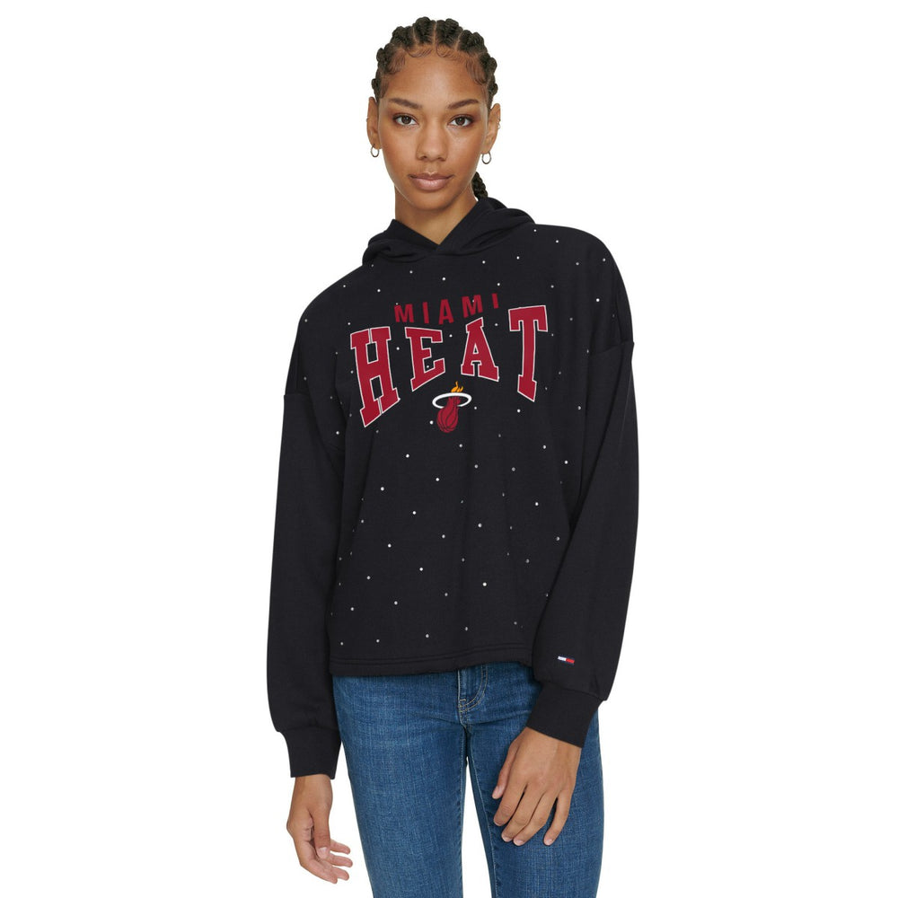 NBA - Miami Heat Tommy Jeans Women's Stella Cropped Pullover Hoodie - Black