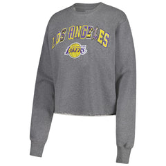 NBA - Los Angeles Lakers Sportiqe Women's Varsity Collection Kacey Cropped Pullover Sweatshirt - Heather Gray