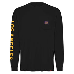 NBA - Los Angeles Lakers Sportiqe Unisex Wales Heavyweight Pocket Long Sleeve T-Shirt - Black