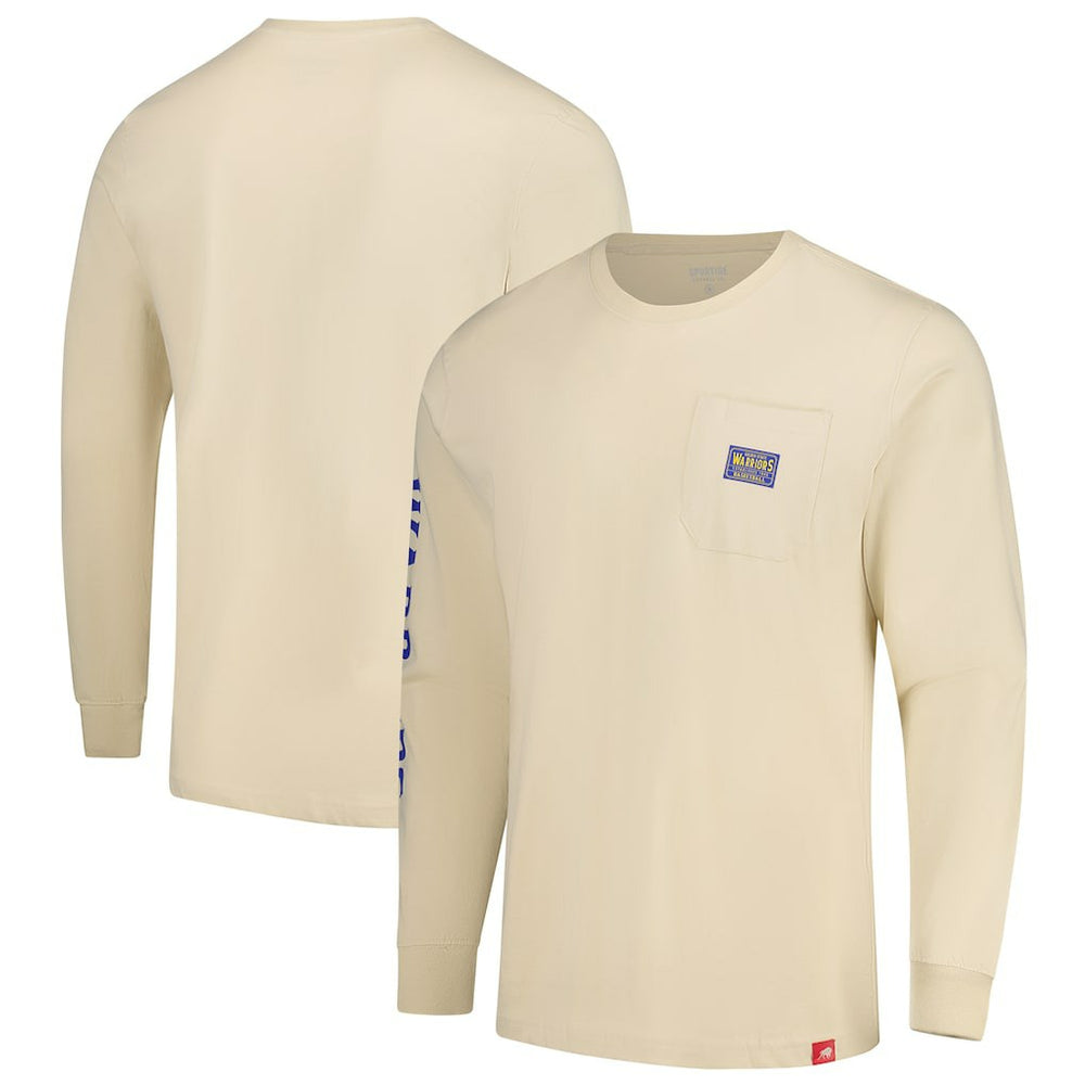 NBA - Golden State Warriors Sportiqe Unisex Wales Heavyweight Pocket Long Sleeve T-Shirt - Cream