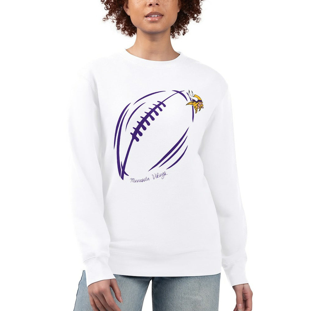 Minnesota Vikings G-III 4Her by Carl Banks Women's Football Logo Graphic Fleece Tri-Blend Pullover Sweatshirt White - NFL