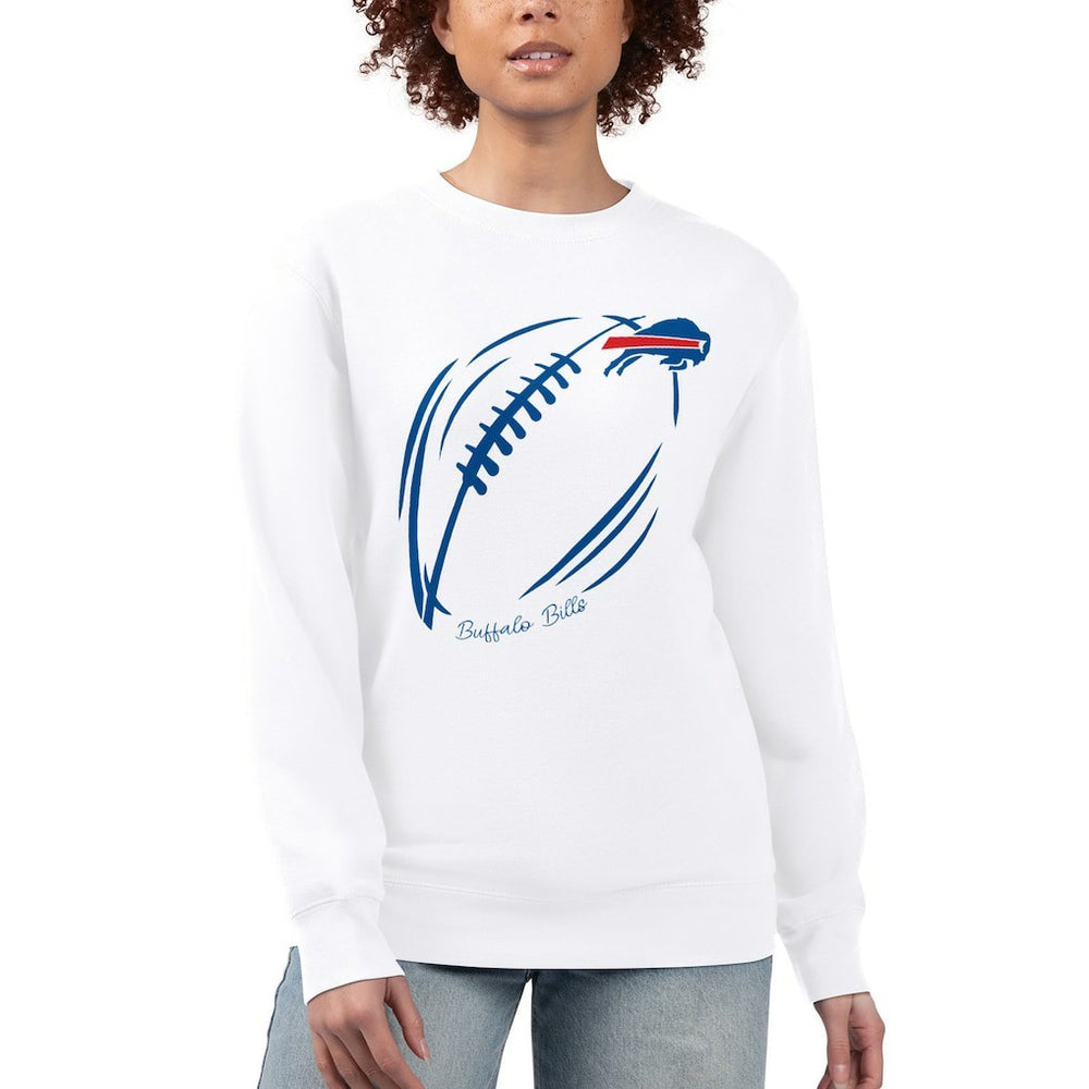 Buffalo Bills G-III 4Her by Carl Banks Women's Football Logo Graphic Fleece Tri-Blend Pullover Sweatshirt White - NFL