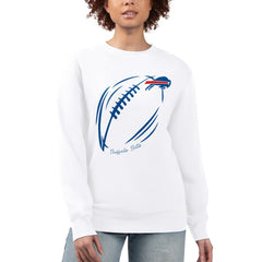 Buffalo Bills G-III 4Her by Carl Banks Women's Football Logo Graphic Fleece Tri-Blend Pullover Sweatshirt White - NFL