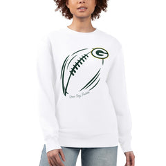 Green Bay Packers G-III 4Her by Carl Banks Women's Football Logo Graphic Fleece Tri-Blend Pullover Sweatshirt White - NFL