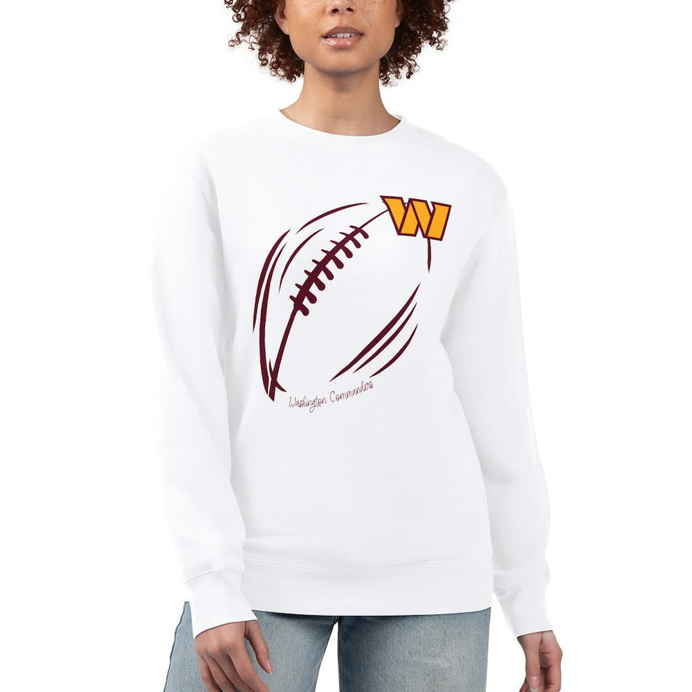 Washington Commanders G-III 4Her by Carl Banks Women's Football Logo Graphic Fleece Tri-Blend Pullover Sweatshirt White - NFL