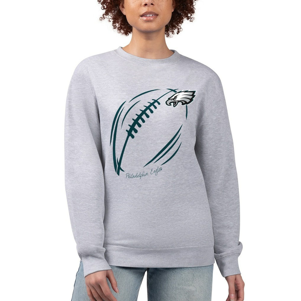 Philadelphia Eagles G-III 4Her by Carl Banks Women's Football Logo Graphic Fleece Tri-Blend Pullover Sweatshirt Heather Gray - NFL