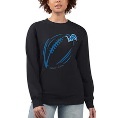 Detroit Lions G-III 4Her by Carl Banks Women's Football Logo Graphic Fleece Tri-Blend Pullover Sweatshirt Black - NFL