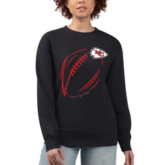 Kansas City Chiefs G-III 4Her by Carl Banks Women's Football Logo Graphic Fleece Tri-Blend Pullover Sweatshirt Black - NFL