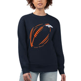 Denver Broncos G-III 4Her by Carl Banks Women's Football Logo Graphic Fleece Tri-Blend Pullover Sweatshirt Navy - NFL