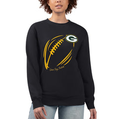 Green Bay Packers G-III 4Her by Carl Banks Women's Football Logo Graphic Fleece Tri-Blend Pullover Sweatshirt Black - NFL