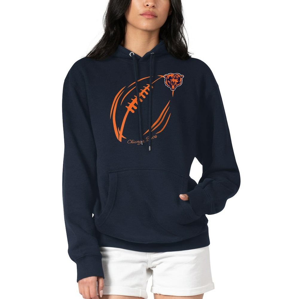 Chicago Bears G-III 4Her by Carl Banks Women's Football Logo Fleece Tri-Blend Pullover Hoodie Navy - NFL