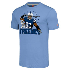 Dwight Freeney Indianapolis Colts Homage Unisex Caricature Retired Player Tri-Blend T-Shirt Light Blue - NFL