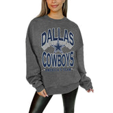 Dallas Cowboys Gameday Couture Women's Oversized Long Weekend Premium Fleece Drop Shoulder Pullover Sweatshirt Charcoal - NFL