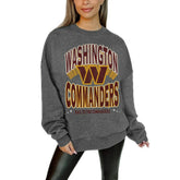 Washington Commanders Gameday Couture Women's Oversized Long Weekend Premium Fleece Drop Shoulder Pullover Sweatshirt Charcoal - NFL