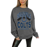 Indianapolis Colts Gameday Couture Women's Oversized Long Weekend Premium Fleece Drop Shoulder Pullover Sweatshirt Charcoal - NFL