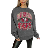 San Francisco 49ers Gameday Couture Women's Oversized Long Weekend Premium Fleece Drop Shoulder Pullover Sweatshirt Charcoal - NFL