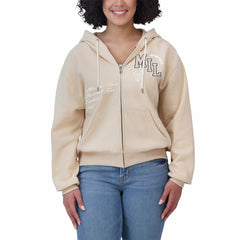 NBA - Milwaukee Bucks WEAR by Erin Andrews Women's Plus Size Tonal Felt Patch Full-Zip Hoodie - Cream