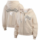 NBA - Memphis Grizzlies WEAR by Erin Andrews Women's Plus Size Tonal Felt Patch Full-Zip Hoodie - Cream