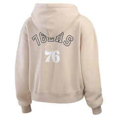 NBA - Philadelphia 76ers WEAR by Erin Andrews Women's Plus Size Tonal Felt Patch Full-Zip Hoodie - Cream