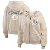 NBA - Boston Celtics WEAR by Erin Andrews Women's Plus Size Tonal Felt Patch Full-Zip Hoodie - Cream
