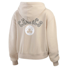 NBA - Boston Celtics WEAR by Erin Andrews Women's Plus Size Tonal Felt Patch Full-Zip Hoodie - Cream