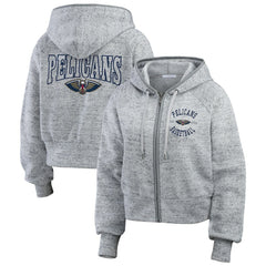 NBA - New Orleans Pelicans WEAR by Erin Andrews Women's Speckled Radiator Full-Zip Hoodie - Heather Gray