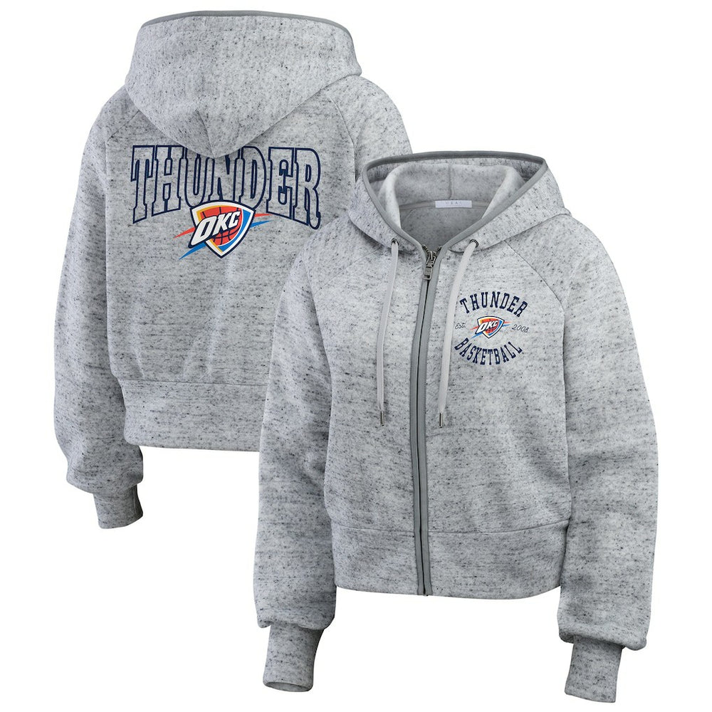 NBA - Oklahoma City Thunder WEAR by Erin Andrews Women's Speckled Radiator Full-Zip Hoodie - Heather Gray