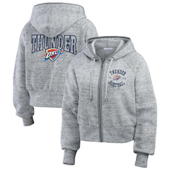 NBA - Oklahoma City Thunder WEAR by Erin Andrews Women's Speckled Radiator Full-Zip Hoodie - Heather Gray