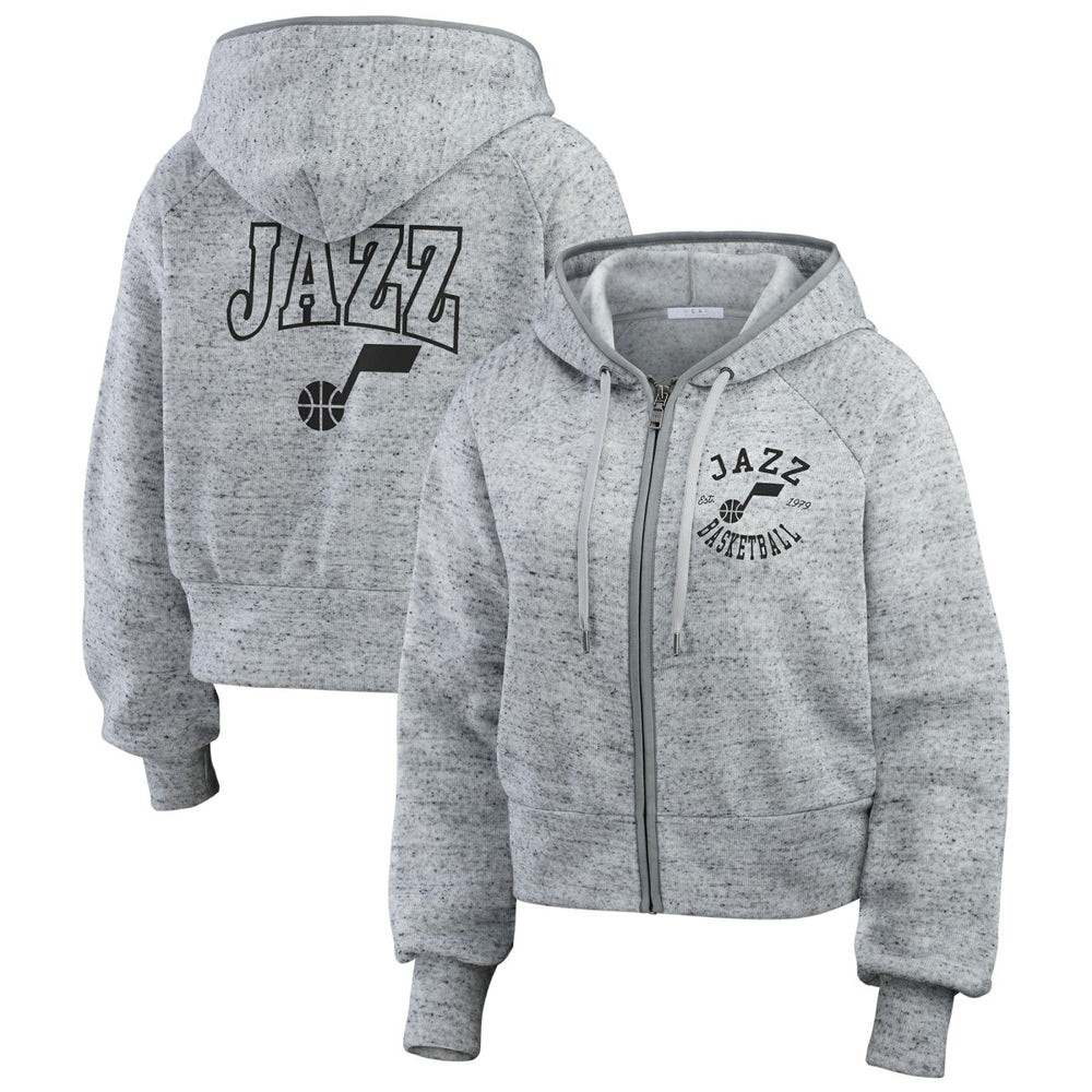 NBA - Utah Jazz WEAR by Erin Andrews Women's Speckled Radiator Full-Zip Hoodie - Heather Gray