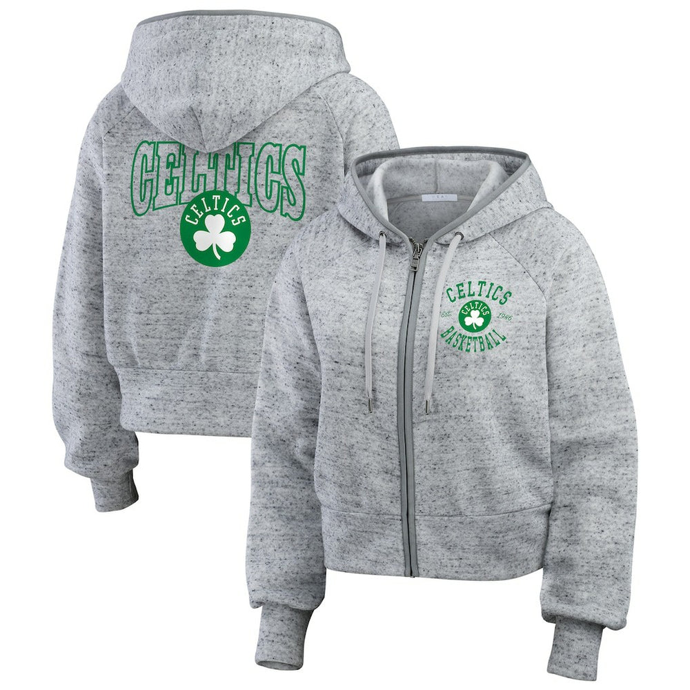 NBA - Boston Celtics WEAR by Erin Andrews Women's Speckled Radiator Full-Zip Hoodie - Heather Gray