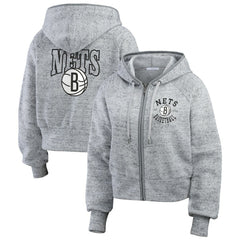 NBA - Brooklyn Nets WEAR by Erin Andrews Women's Speckled Radiator Full-Zip Hoodie - Heather Gray