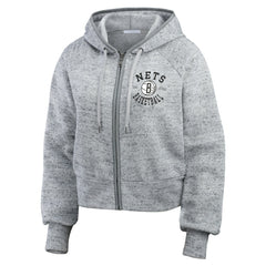 NBA - Brooklyn Nets WEAR by Erin Andrews Women's Speckled Radiator Full-Zip Hoodie - Heather Gray