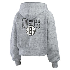 NBA - Brooklyn Nets WEAR by Erin Andrews Women's Speckled Radiator Full-Zip Hoodie - Heather Gray