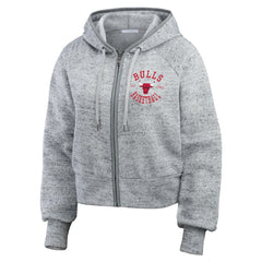 NBA - Chicago Bulls WEAR by Erin Andrews Women's Speckled Radiator Full-Zip Hoodie - Heather Gray