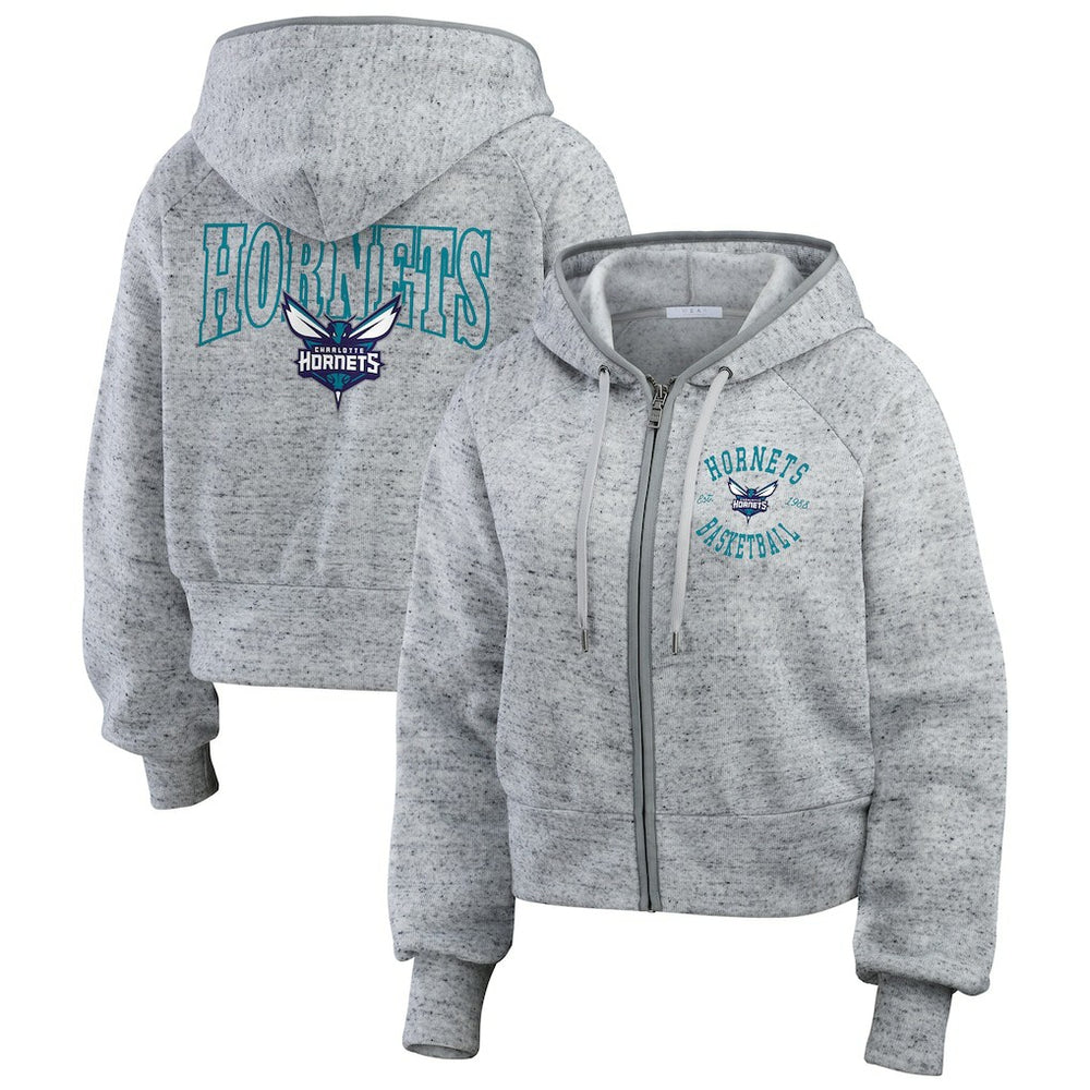 NBA - Charlotte Hornets WEAR by Erin Andrews Women's Speckled Radiator Full-Zip Hoodie - Heather Gray