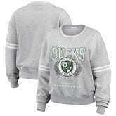 NBA - Milwaukee Bucks WEAR by Erin Andrews Women's French Terry Pullover Sweatshirt - Heather Gray