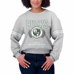 NBA - Milwaukee Bucks WEAR by Erin Andrews Women's French Terry Pullover Sweatshirt - Heather Gray
