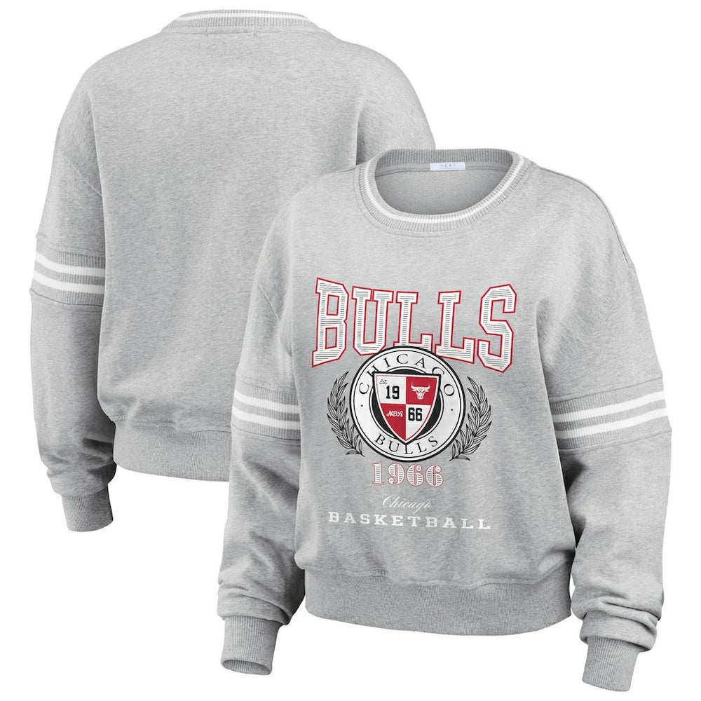 NBA - Chicago Bulls WEAR by Erin Andrews Women's French Terry Pullover Sweatshirt - Heather Gray