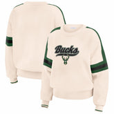 NBA - Milwaukee Bucks WEAR by Erin Andrews Women's Stripe Pullover Sweater - Cream