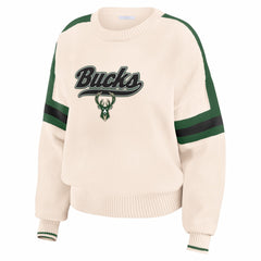 NBA - Milwaukee Bucks WEAR by Erin Andrews Women's Stripe Pullover Sweater - Cream